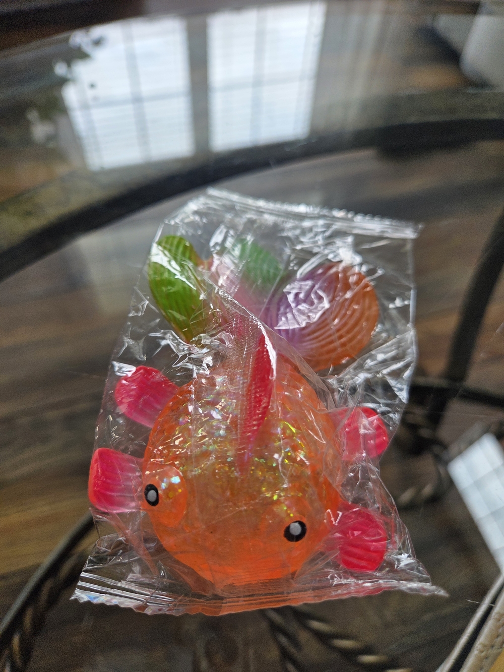 *RARE* NEW-Orange Rainbow Glitter Fish Squishy